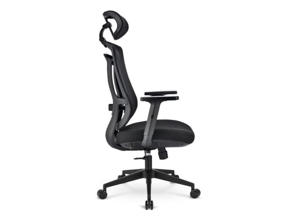 Sharkoon OfficePal C10, polstret sete, ryggstøtte med netting, svart, svart, stoff, skum, maske
