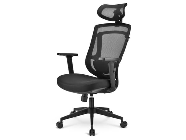 Sharkoon OfficePal C10, polstret sete, ryggstøtte med netting, svart, svart, stoff, skum, maske