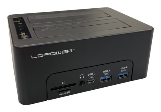 LC-Power LC-DOCK-C-MULTI-HUB, HDD, Memory card, SSD, Serial ATA, Serial ATA II, Serial ATA III, 2.5,3.5", USB 3.2 Gen 2 (3.1 Gen 2) Type-C, Black, Pl