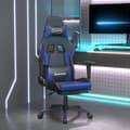 Miniatyrbild 1 av 2: Gamingstol med massage och fotstöd svart och blå konstläder