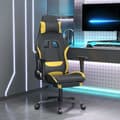 Miniatyrbild 1 av 2: Gamingstol med fotstöd och massage svart och gul tyg