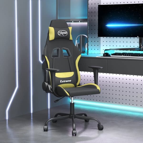 Gamingstol svart och ljusgrön tyg