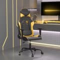 Miniatyrbild 1 av 2: Gamingstol med massage svart och guld konstläder