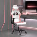 Miniatyrbild 1 av 2: Gamingstol med massage vit och rosa konstläder