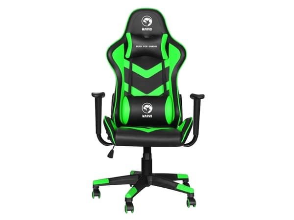 Marvo CH-106, Gaming-stol, 150 kg, Maske sete, Maskenett, Universell, Sort, Grønn