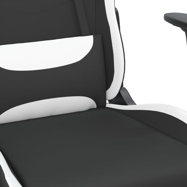 Snurrbar gamingstol med fotstöd svart och vit tyg