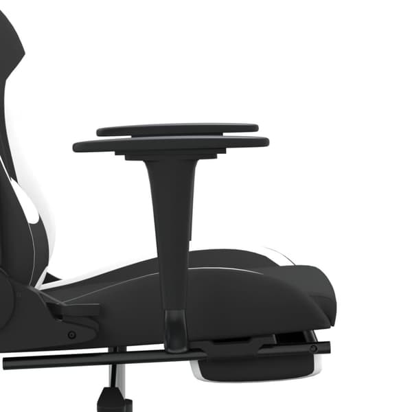 Snurrbar gamingstol med fotstöd svart och vit tyg