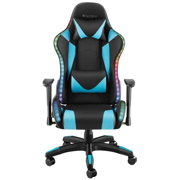 Gamerstol Tartaros, LED, massagefunktion - sort/azur