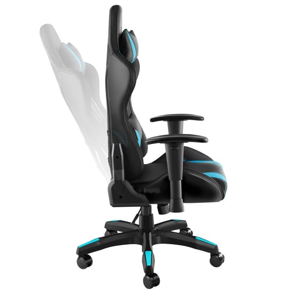Gamerstol Tartaros, LED, massagefunktion - sort/azur