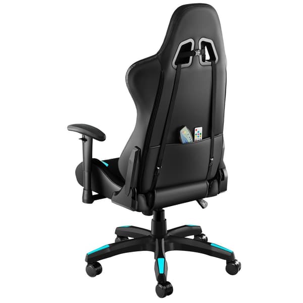 Gamerstol Tartaros, LED, massagefunktion - sort/azur