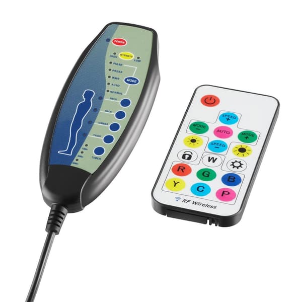 Gamerstol Tartaros, LED, massagefunktion - sort/azur