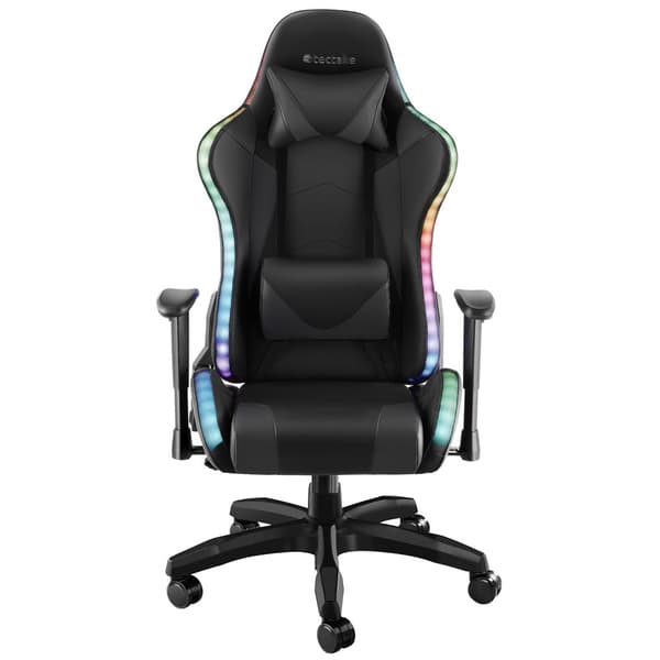 Gamerstol Tartaros, LED, massagefunktion - sort/sort