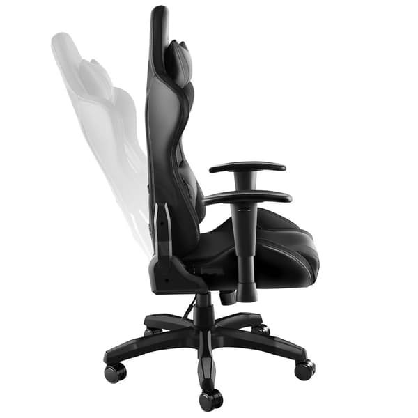 Gamerstol Tartaros, LED, massagefunktion - sort/sort