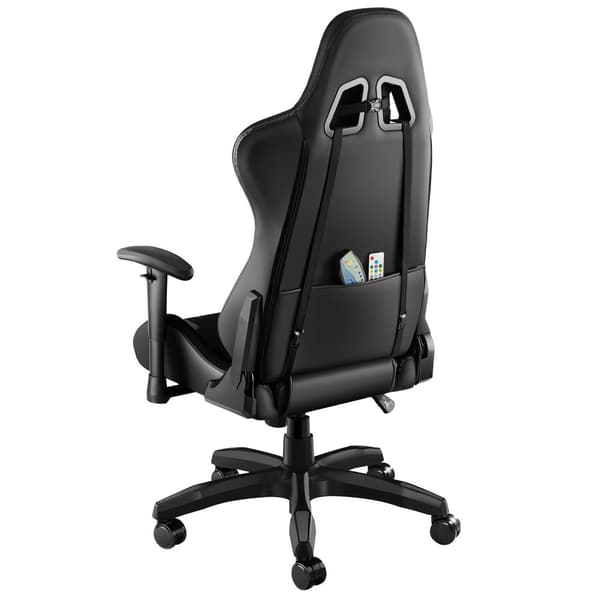 Gamerstol Tartaros, LED, massagefunktion - sort/sort