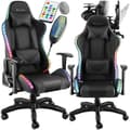 Miniatyrbild 1 av 11: Gamingstol Tartaros, LED, massagefunktion - svart/svart