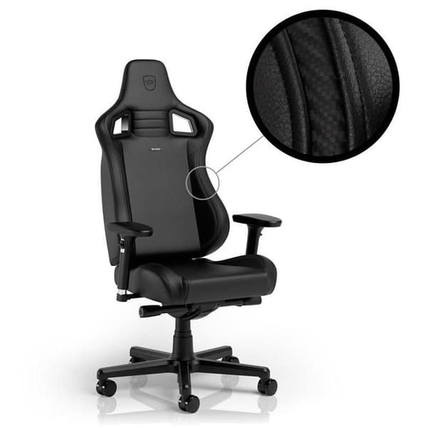Spelstol - Noblechairs - Epic Compact - Svart - Höjdjusterbar - Lutad