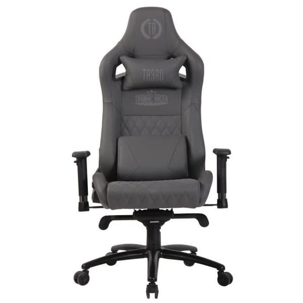 Keren Gaming Kontorsstol - CLP - Äkta läder - Lutande ryggstöd - Svankkudde - Grå