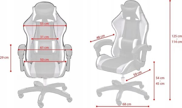 Ergonomisk Vit-Grå-Lime Spelstol med Nack- och Ländstöd, Justerbara Funktioner för Gamers och Proffs
