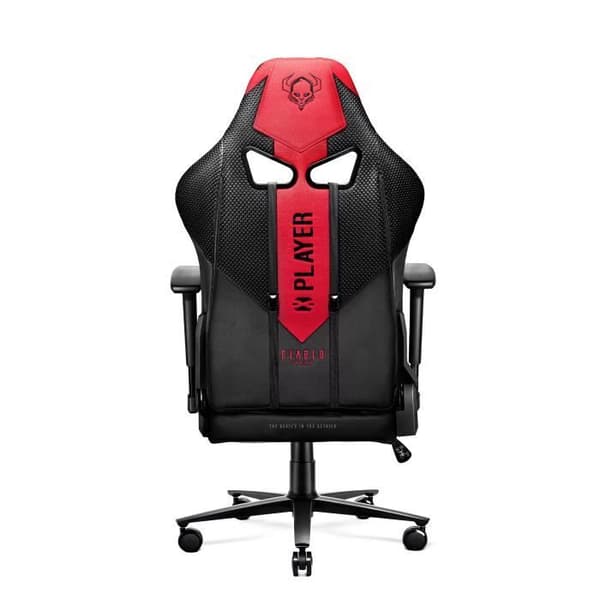 Diablo X-Player 2.0 Gaming Stol Office Gamer Fåtölj 3D Armstöd Lädertyg Kusinkudde (Antracit-Röd, L)