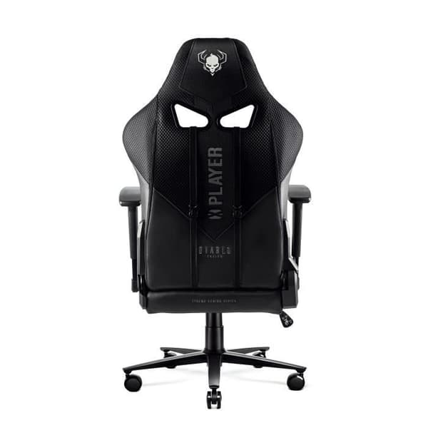 Diablo X-Player 2.0 Gaming Stol Office Gamer Fåtölj 3D Armstöd Lädertygskudde Lumbal Cousin (Svart-Svart, L)
