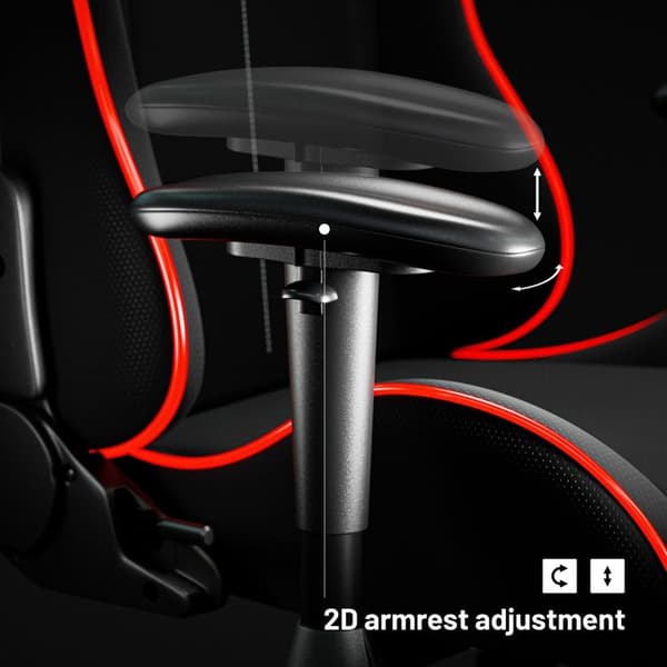 Diablo X-ST4RTER Gaming Chair Gamer Fåtölj Ergonomisk kontorssits 2D Tygöverdrag Armstöd (svarta (LED))