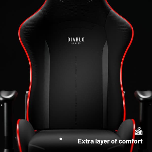 Diablo X-ST4RTER Gaming Chair Gamer Fåtölj Ergonomisk kontorssits 2D Tygöverdrag Armstöd (svarta (LED))