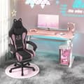 Miniatyrbillede 8 af 8: Sød Gamingstol med Katteører og Massage-Lændestøtte