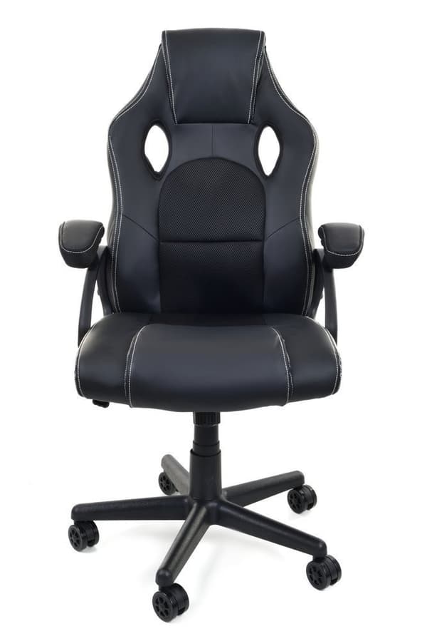 Racer PRO Ergonomisk Kontorsstol - Svart, Ekologiskt Läder & Textil, Justerbar Höjd & Lutning för Hemmaarbetare
