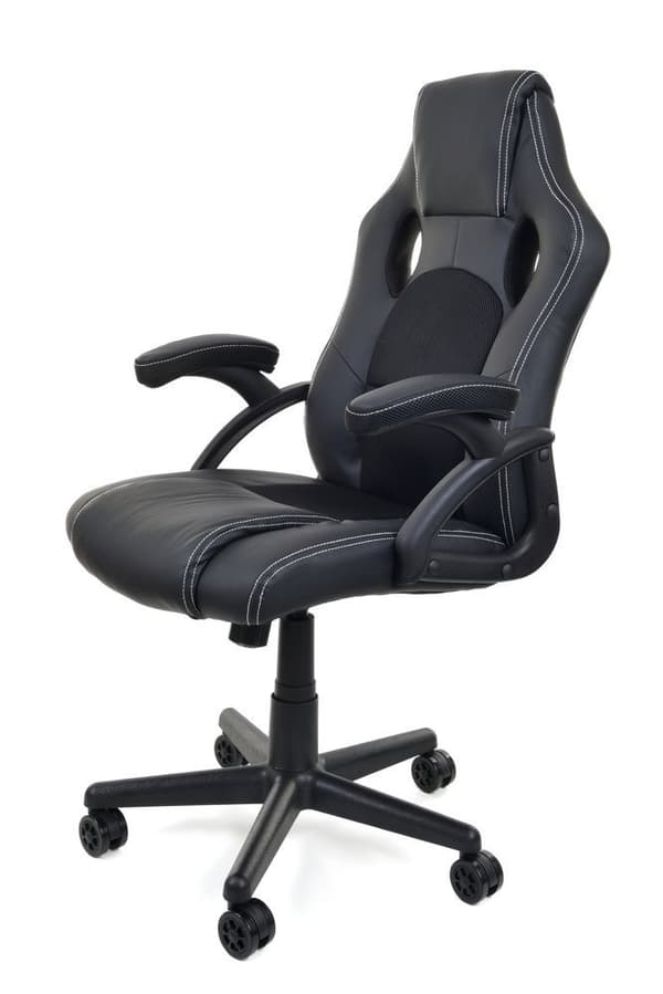 Racer PRO Ergonomisk Kontorsstol - Svart, Ekologiskt Läder & Textil, Justerbar Höjd & Lutning för Hemmaarbetare