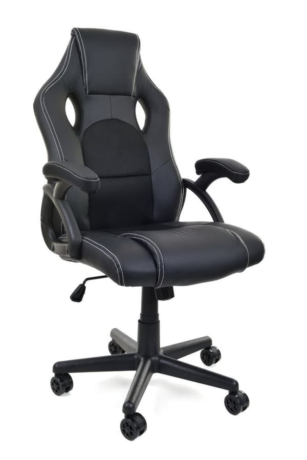 Racer PRO Ergonomisk Kontorstol - Sort, Eco-Læder & Tekstil, Justerbar Højde & Vippe til Hjemmearbejdere