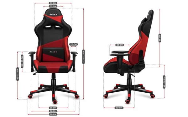 Gaming Chair - HUZARO - Force 6.2 Red Tyg - Ergonomisk - Nackstöd Svankkudde - Justerbar - Vridbar