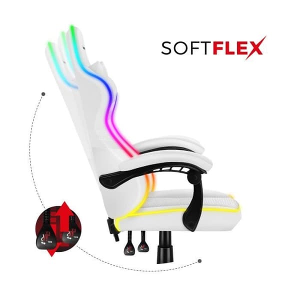 HUZARO Force 4.4 ergonomisk spelstol - Vit - Justerbar höjd - Svankstöd - Armstöd - Nackstöd