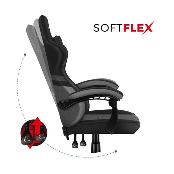 HUZARO Force 4.4 ergonomisk spelstol - Grå - Justerbar höjd - Svankstöd - Armstöd - Nackstöd