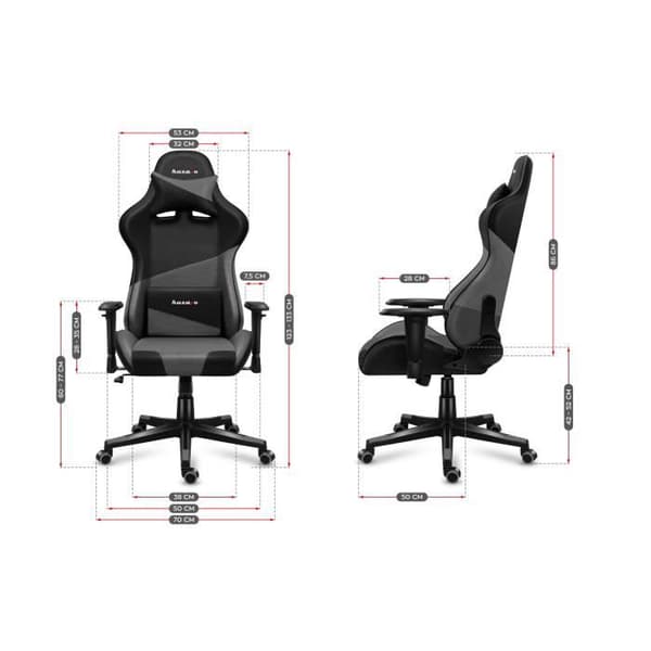 HUZARO Force 6.2 Gaming Stol - Grå - Ergonomisk - Justerbar höjd - Svankstöd - Liggande