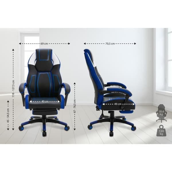 Kontorsstol för Gaming - CLP - Clovis - Konstläder - Svart/Blå