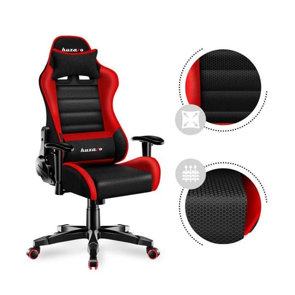 HUZARO Ranger 6.0 Röd mesh spelstol Ergonomisk spelstol Justerbar höjd Svängbar Liggande svankstöd