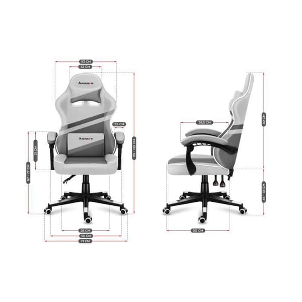 HUZARO FORCE 4.4 Gaming Stol Vit Tyg - Ergonomisk - Justerbar - Vridbar