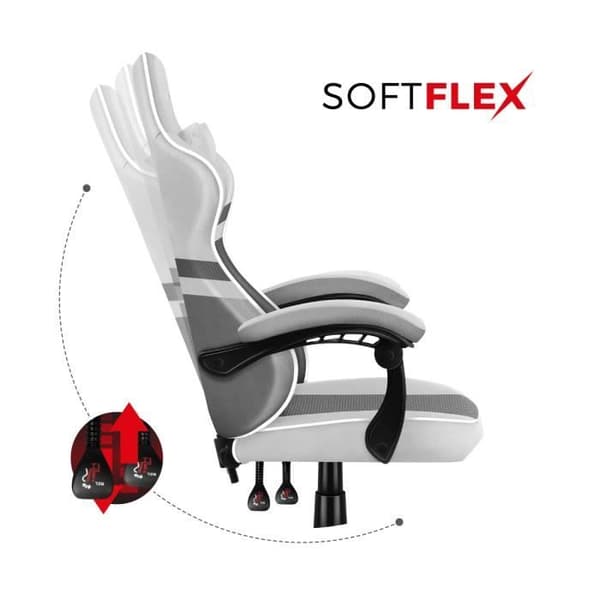 HUZARO FORCE 4.4 Gaming Stol Vit Tyg - Ergonomisk - Justerbar - Vridbar