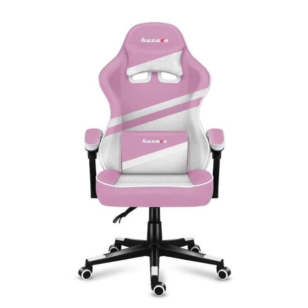 Gaming stol - HUZARO - Force 4.4 - Rosa och vit - Ergonomisk - Vadderade armstöd