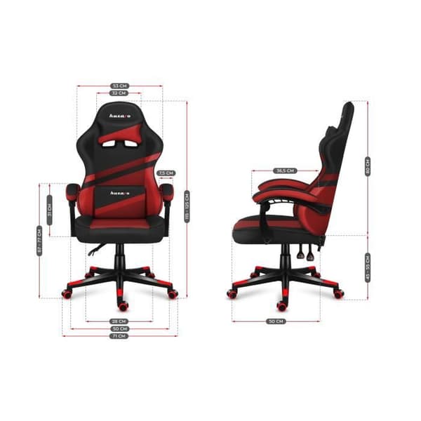 HUZARO FORCE 4.4 Gaming Stol Röd Tyg - Ergonomisk - Justerbar - Vridbar