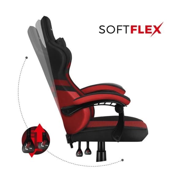 HUZARO FORCE 4.4 Gaming Stol Röd Tyg - Ergonomisk - Justerbar - Vridbar