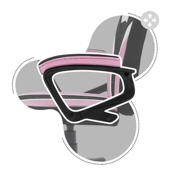 HUZARO Ranger 1.0 rosa spelstol för barn - Ergonomisk, höj- och sänkbar, mjuka armstöd