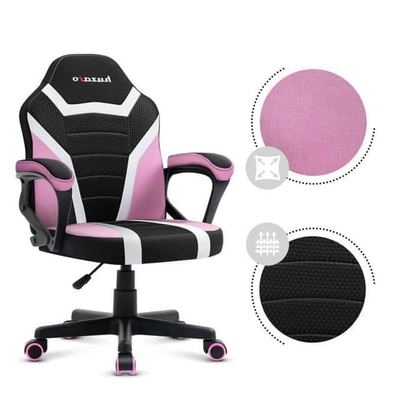 HUZARO Ranger 1.0 rosa spelstol för barn - Ergonomisk, höj- och sänkbar, mjuka armstöd