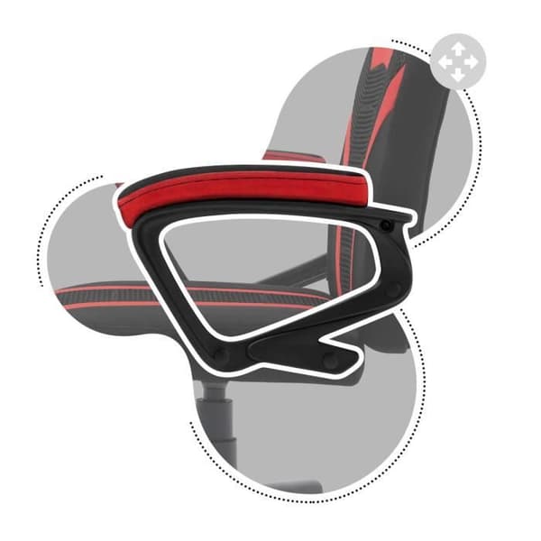 HUZARO RANGER 1.0 Gaming Stol Rött tyg, Fåtölj för barn, Gamer, Ergonomisk, Justerbar höjd 80 mm, Armstöd, PC-spel