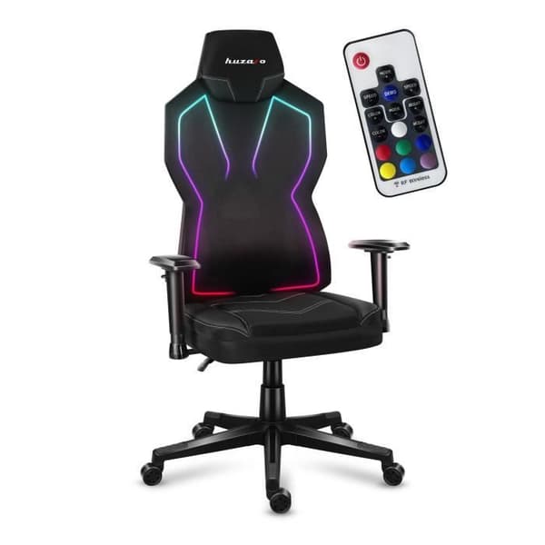 Gamingstol - Huzaro - Combat 6.2 - Svart RGB - LED-belysning - 3D-armstöd - Neutralt