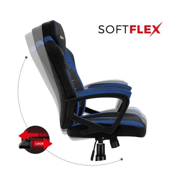 HUZARO Force 2.5 blå Gaming Chair Swivel Gaming Fåtölj ventilerat tyg lutningsmekanism för tillväxt 120-150cm