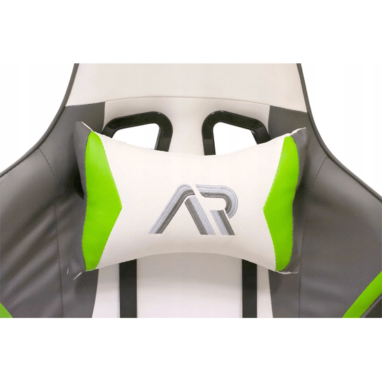 Gaming Chair Ergonomisk Kontorstol I Hvid-Grå-Lime Øko-læder