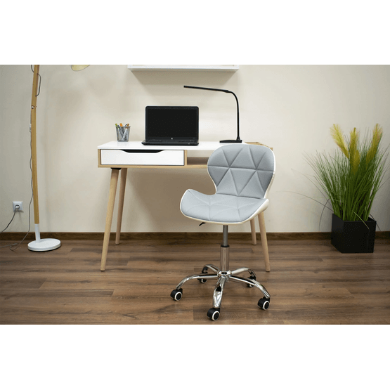 Kontorstol Avola - Ergonomisk - Øko-læder - Grå-Hvid