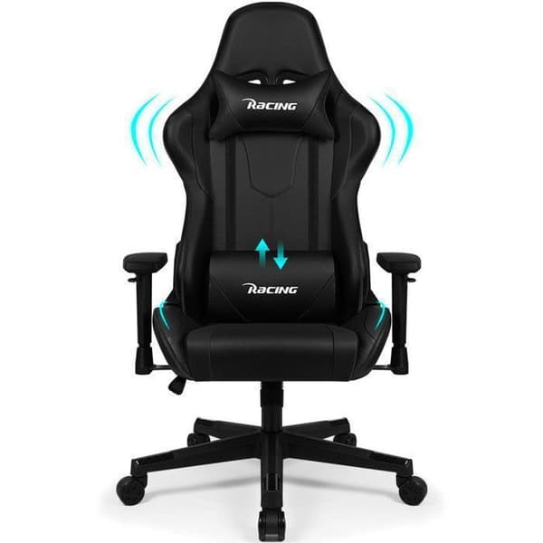 Gamingstol 150kg Ergonomisk Sitt med 56cm, Huvudstöd, Ländryggskudde och Justerbara Armstöd
