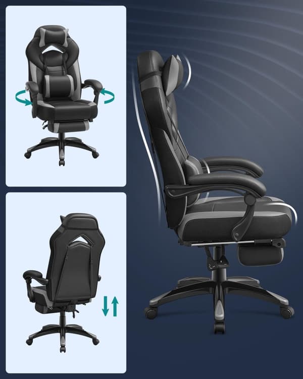 Gaming Stol, SONGMICS, Sort-Rød